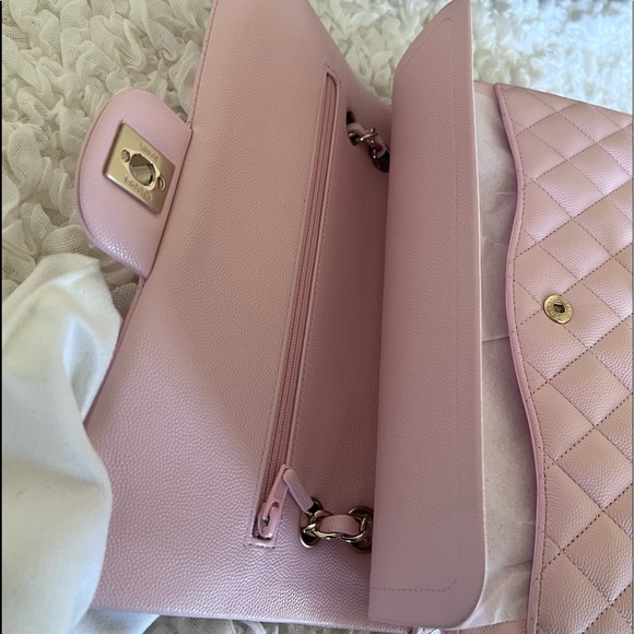 🎁 CHANEL Classic Double classic flap 22S rose Clair light pink ( Caviar) - Picture 14 of 16